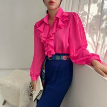 베이시코 / 네온컬러 프릴카라블라우스