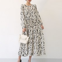 퍼니걸스 배색 나염 캉캉 롱 원피스_8825