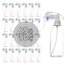 [50개묶음판매] 초미세건스프레이용기 100ml 120ml 150ml 200ml 250ml 300ml 플라스틱 분무기 공병, 200ml(F) 투명용기, 투명캡, 50개