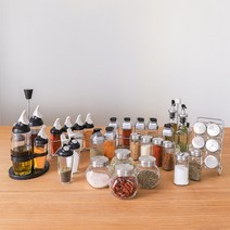 Sinoglass 현대적 가정 주방 심플 양념병 오일병 세트, 3.블랙스텐 오일&양념4P+거치대