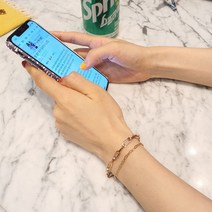써지컬스틸 사각 체인 두줄 레이어드 팔찌