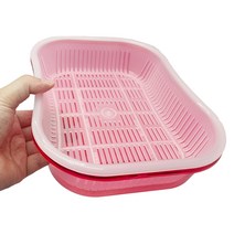 물받이 채반 사각 바구니 야채 채소 과일 샐러드 물빠짐 세척 용이 국산제품, 레드 1개입