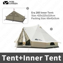코튼 피라미드 시대 260 텐트 56 인용 20 대형 공간 캠핑 PU4000mm 내설 야외 피크닉, [02] Tent and Inner Tent