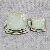 미각도예 사각찬기5종 분청흰꽃[도자기찬접시 찬그릇 반찬기 앞접시 반찬접시], 1호