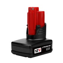 밀워키 M12 배터리 교체 Miwaukee 12v 도구 배터리 충전기 충전식 렌치 전기 드릴, M12-5.2AH삼양/소니심지