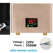 수영장 히팅기 물데우기 5500W 탱크리스 인스턴트 전기 온수기 터치 패널 원격 제어 주방 욕실 액세서리 30 ‑ 55 섭씨, GlodenNAAC220