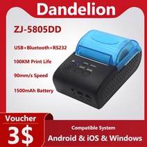 카드 포스기 POs 이지체크 단말기 신화포 ZJ-5805DD 휴대용 블루투스 열전사 프린터 안드로이드 POS-5805D, 01 ZJ-5805DD Printer_01 EU 플러그