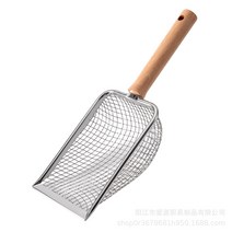 공장은 여러 가지 규격의 나무 손잡이 스테인리스강 고양이 모래 삽 루틴 닭 삽 기총 모래 삽을 도매한다., 흰색, 그물구멍 5X5mm