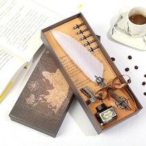 만년필 명품만년필 일회용만년필 깃털펜 캘리그라피 1 레트로 빈티지 서예 깃털 딥 펜 쓰기 잉크 세트 편지지 퀼 만년필 크리 에이 티브 빈티지 펜, 하얀