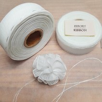 리보너 요술리본 당기면 꽃이 되는 포장용 공예용 포인트 완성리본 1롤 45m, 화이트, 베이직, 40mm
