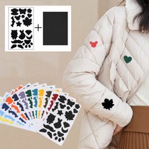 1+1 패딩 의류 수선패치 옷 점퍼 겨울옷 우산 텐트 보수 수선 테이프 [디자인+무지], 블랙(디자인+무지)