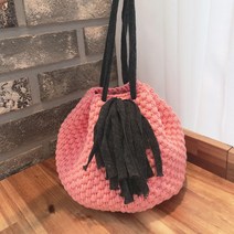 레드콤마 코바늘 가방뜨기 코바늘DIY패키지+7호코바늘+돗바늘+동영상+도안 뜨개질 DIY 패키지, 슈가핑크, 1개