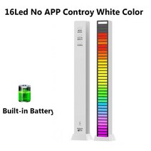 음성인식 LED 조명 사운드 인식 거실 침식 led FTOYIN 크리 에이 티브 RGB 음악 라이트 바 5V USB 16/32Led App 제어 Led 리듬 야간 픽업 음성 주변, 16led White Battery, 16led White Battery