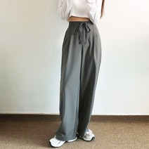 러브앤시티 여성 ML26 허리끈 원턱 와이드 슬랙스 허리밴딩 팬츠