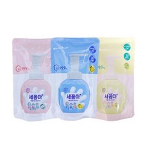 LG생활건강 세꼼마 버블 항균 핸드워시 리필형 200ml 3종(레몬+파우더+그린허브), 3세트