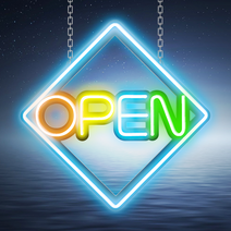LED보드나라 OPEN 영업중 네온 LED보드 7가지 다양한 패턴의 점멸기능 영업중 NEON간판 카페 24시 미용실 약국 전광판, 45_기본형 K_대형 다이아몬드형 OPEN