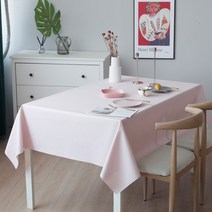 [제이지하우스] 부드러운 가죽 방수 식탁보 테이블보, 6인 (140cm x 220cm), 핑크
