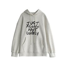 여자 후드 티 반팔 CHIC VEN 스웨터 루즈핏 레터 프린트 플러시 풀오버 코트 봄 가을