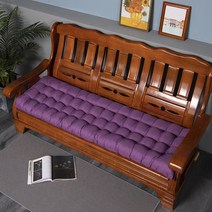 야외 정원 나무 그네 의자 두꺼운 벤치 쿠션 미끄럼 방지 안뜰 긴 쿠션 흔들 쿠션 실내 좌석 쿠션 소파 쿠션, 자주색, 48x160cm