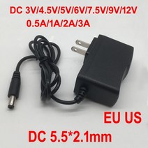 1 pcs 100-240v ac-dc 전원 어댑터 충전기 3v 4.5v 5v 6v 7.5v 9v 12v 0.5a 1a 2a 3a eu us 플러그 5.5mm x 2.1mm, 유럽 ​​연합