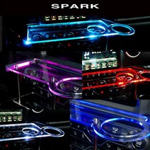 ArtX 더뉴/더넥스트 스파크 USB 5V LED 2단 차량용 무중력테이블 컵홀더 식탁 자동차 선반 핸드폰 거치대 수납용품, TYPE A, LED-블루, 미니-컵홀더 타잎