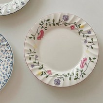 DFMEI 인스풍 꽃접시 아이디어 가정용 세라믹 케이크 접시자, DFMEI 레이스 접시 오색 꽃