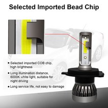 H4 LED 헤드라이트 변환 COB 전구 백색 고출력 6000K 미니 렌즈 H7 H11 9005 9006 9W 12000LM, H1, 04 H1