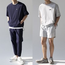 스타일에스 남자 빅사이즈 스판 오버핏 하프 맨투맨 여름 아노락 반팔티