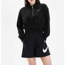 [국내매장판 정품] 나이키 벨루어 DQ5939-010 여성 크롭 쿼터집 셔츠 맨투맨