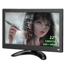 12 인치 PC 모니터 1366x768 Lcd 디스플레이 데스크탑 게임 컴퓨터 화면 평면 패널 HDMI VGA 10.1 휴대용 모니터 오피스 사무 제품 고품질, 12 - 1366X768_미국 플러그
