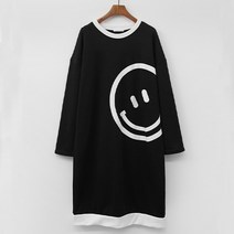 데일로엔 여성용 빅스마일 프린팅 기모 원피스