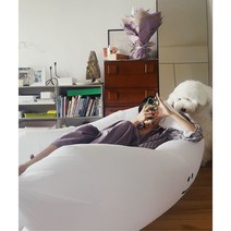 휴대용빈백 에어 아웃도어 소파 공기주입 캠핑, 화이트