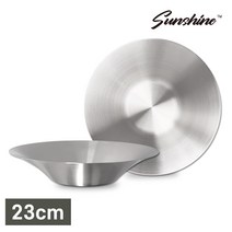 썬샤인 스텐 원형 파스타볼 & 샐러드볼 접시 플레이트 그릇, 원형23cm 1개, 1개
