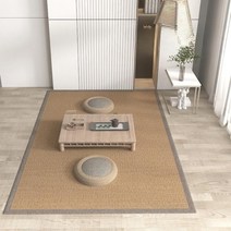 일본식 다다미 대나무 매트 카펫 밀짚 전통 찻집 차 테이블 여름 카페트 러그(소자 두꺼운마감), 브라운 - 두께 1.6cm