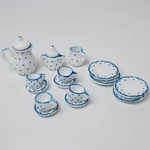 찻잔 중 세트 (하트 블루도트 무지화이트 체리) 미니어처 납골당꾸미기 장식 미니어처꾸미기, 2. 블루도트