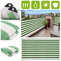 차광막 옥상 햇빛 그늘막 녹색 흰색 줄무늬 양산 그물 안티-uv HDPE 울타리 개인 정보 보호 메쉬 발코니 음영 캐노피 야외 태양 보호소 정원 커버, [28] 2x2m, [01] Green White Stripe