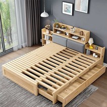 침대프레임 확장형 수납 원목 대형 사이즈 쿠션헤드, 120x 217cm 바니시