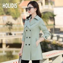 HOLIDIS 여성 트렌치코트 봄가을 빅사이즈 코트 하프 캐주얼 야상 점퍼