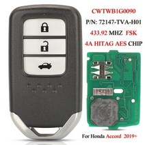 -CWTWB1G0090 원격 스마트 자동차 키 혼다 어코드 HRV 벤젤 재즈 엔비엑스 크리더 시티 스포츠 FSK 434Mhz, 02 3 s