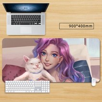 마우스 장패드 롤 리그 오브 레전드 KDA아리 큐티 캐릭터 게임 대형 마우스패드 게이밍 패드 피시 게임 굿즈, 색상-11, 80*30cm