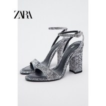 ZARA 자라 글리터 청키힐 통굽 샌들