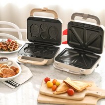 텀스 2구 3in1 간식 메이커 와플+붕어빵+샌드위치, 크림