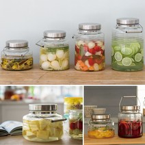 이시즈카 저장병 유리용기 매실병 담금주병 과일청 이시쥬카 유리병 -5size, 01_1L