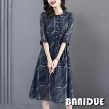 [바니드] 여성 프릴 라운드넥 여름반팔 엄마원피스 중년 유럽풍 원피스 0817