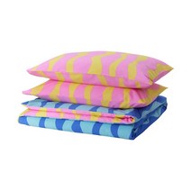 [이케아] SOMMARVICKER 솜마르비케르 이불커버1개 240x220cm+베개커버2개, 색상:블루/라이트핑크_305.546.78