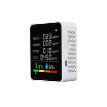 공기질 측정기 다기능 6 인 1 CO2 디지털 온도 습도 co2 센서 T OC HCHO PM2.5 감지기 대기 질 모니터, 01 WHITE