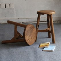 고재 스툴 오래된 느릅 나무 원목 원형 낮은의자 스툴 고목의자