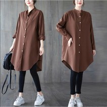 쑤야 1056 여성 루즈핏 카라넥 긴팔 린넨 셔츠 빅사이즈 여성의류 6컬러