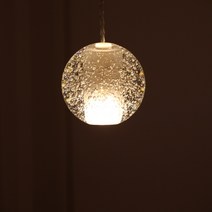 유엘조명 물방울조명 유리볼 1등 펜던트 식탁조명, 노란빛