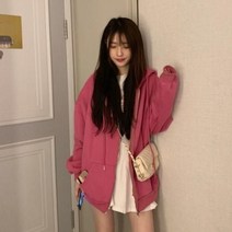 L.ONLINE SHOP여성 후드 집업 맨투맨 무지 단색 오버핏 긴팔 HO37 후드티 후드집업 후드코트 힙합패션